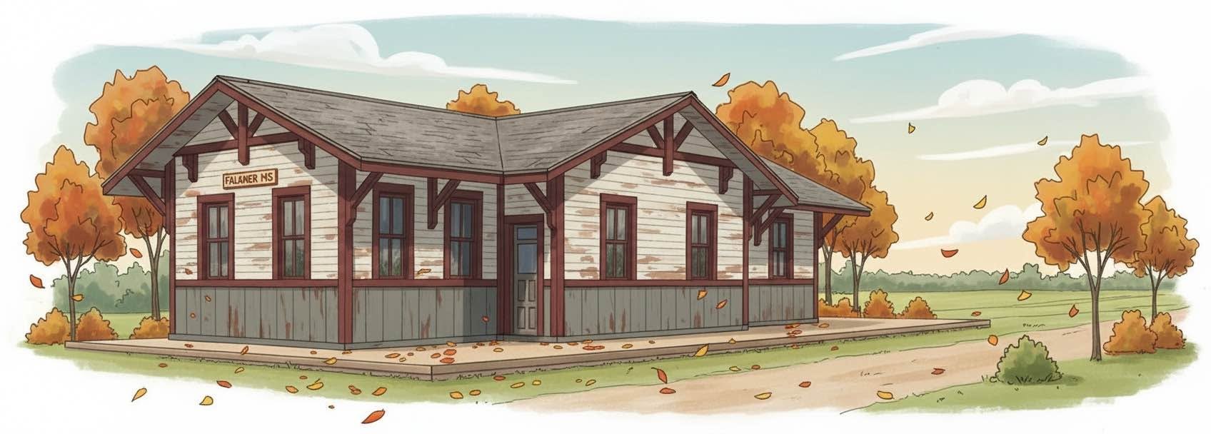 Rendering of the Falkner Heritage Community Center under construction.